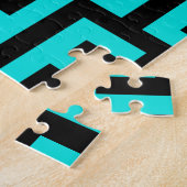 Turquoise zwarte doolhof lijnen legpuzzel (Zijkant)
