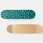Turquoise zwarte doolhof lijnen persoonlijk skateboard (Horizontaal)