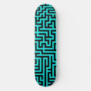 Turquoise zwarte doolhof lijnen persoonlijk skateboard