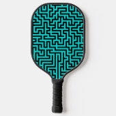 Turquoise zwarte doolhof lijnen pickleball paddle (Achterkant)