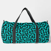 Turquoise zwarte doolhof lijnen plunjezak (Voorkant)