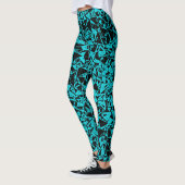 Turquoise Zwarte Driehoek Patroon Leggings (Links)