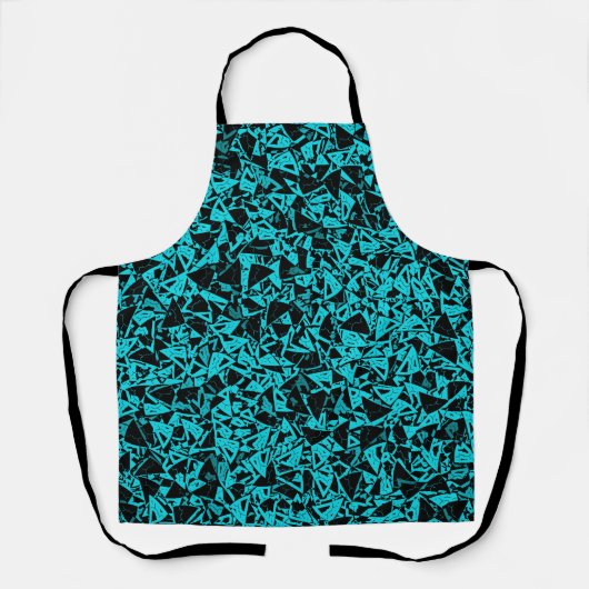 Turquoise Zwarte Driehoek Patroon Schort (Voorkant)