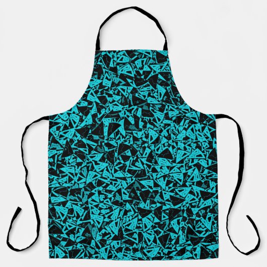 Turquoise Zwarte Driehoek Patroon Schort (Voorkant)