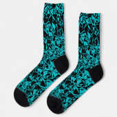 Turquoise Zwarte Driehoek Patroon Sokken (Links)