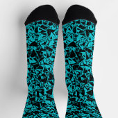 Turquoise Zwarte Driehoek Patroon Sokken (Top)