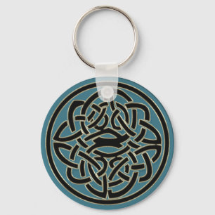 Turquoise Zwarte Gouden Metalen Keltische Knoop Sl Sleutelhanger