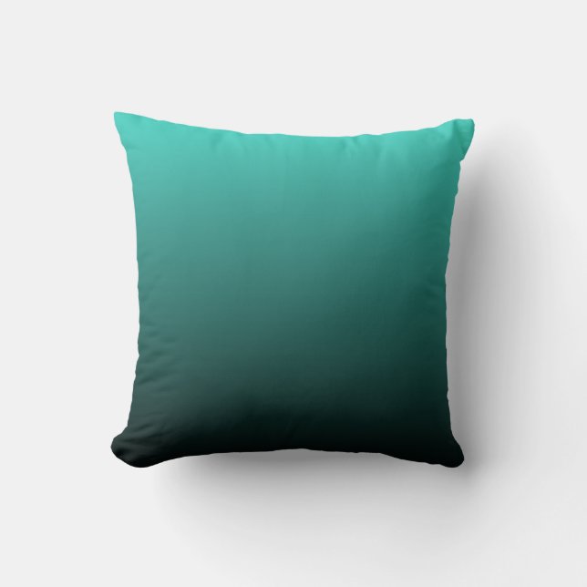 Turquoise Zwarte Ombre Kussen (Voorkant)