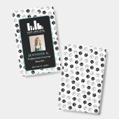 Turquoise Zwarte Pootafdruk & Logo Hond Trimmer ID Badge (Voor- en achterkant)