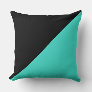 Turquoise & Zwarte Stevige Kleurenachtergrond Kussen