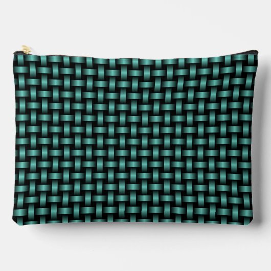 Turquoise Zwarte Weefpatroon Groot Etui (Voorkant)