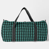 Turquoise Zwarte Weefpatroon Groot Plunjezak (Voorkant)