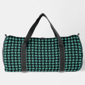 Turquoise Zwarte Weefpatroon Groot Plunjezak (Achterkant)