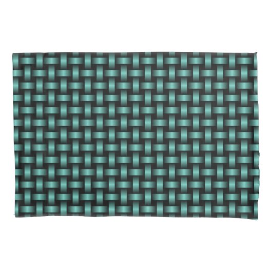 Turquoise Zwarte Weefpatroon Kussensloop (Voorkant)