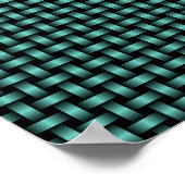 Turquoise Zwarte Weefpatroon Poster (Hoek)