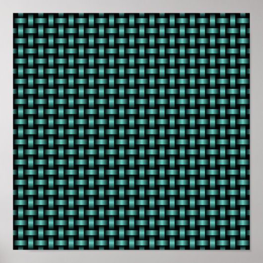 Turquoise Zwarte Weefpatroon Poster (Voorkant)