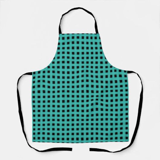 Turquoise Zwarte Weefpatroon Schort (Voorkant)