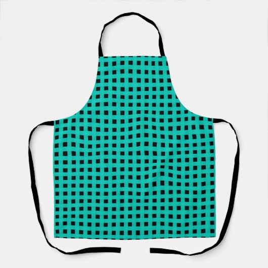 Turquoise Zwarte Weefpatroon Schort (Voorkant)