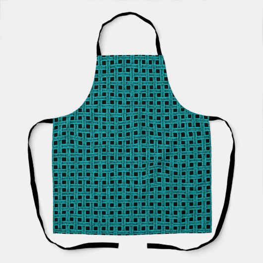 Turquoise Zwarte Weefstructuur Schort (Voorkant)
