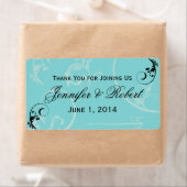 Turquoise zwarte werveling bloeien waterflesje lab etiket (Insitu)