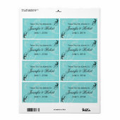 Turquoise zwarte werveling bloeien waterflesje lab etiket (Full Sheet)