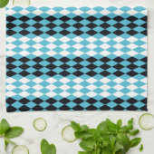 Turquoise, zwarte, witte diamant theedoek (Gevouwen)