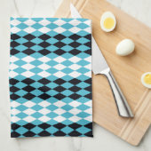 Turquoise, zwarte, witte diamant theedoek (Quarter Fold)