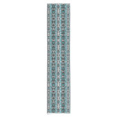 Turquoise, Zwarte & Witte Tribale Mok Korte Tafelloper (Voorkant)