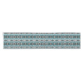 Turquoise, Zwarte & Witte Tribale Mok Korte Tafelloper (Horizontaal)