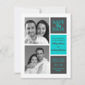 TurquoiseGray minimalistische moderne fotobesparin Aankondiging (Voorkant)