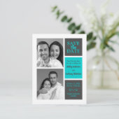 TurquoiseGray minimalistische moderne fotobesparin Aankondiging (Staand voorkant)