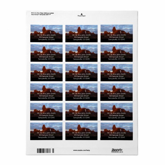 Turret Arch op Sunrise in Arches National Park Etiket (Full Sheet)