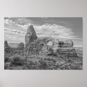Turret Arch, zwart-wit, Arches National Park Poster