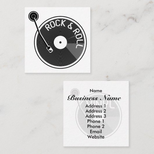 Turtable platenspeler Rock and Roll Vinyl Record Vierkante Visitekaartje (Voorkant / Achterkant)