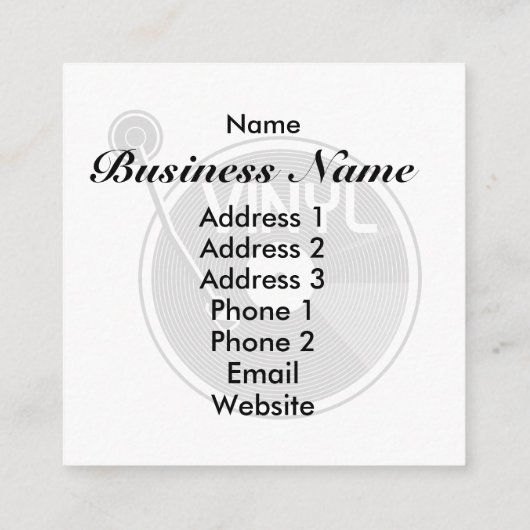 Turtable platenspeler Rock and Roll Vinyl Record Vierkante Visitekaartje (Achterkant)