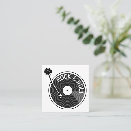 Turtable platenspeler Rock and Roll Vinyl Record Vierkante Visitekaartje (Staand voorkant)