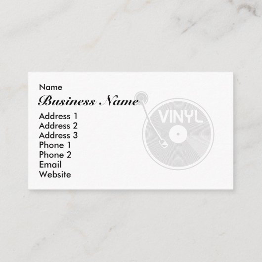 Turtable platenspeler Rock and Roll Vinyl Record Visitekaartje (Achterkant)