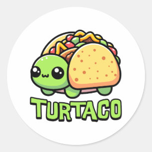 Turtaco. Schattigee Turtle Taco Pun Ronde Sticker