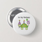 Turtle 5th Birthday Ronde Button 5,7 Cm (Voorkant /achterkant)