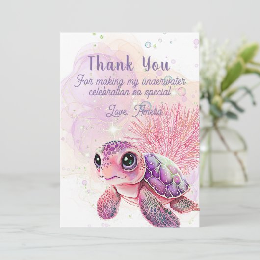 Turtle 7th Birthday, Onder het Zee, Bedankkaart (Staand voorkant)