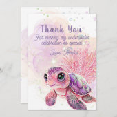 Turtle 7th Birthday, Onder het Zee, Bedankkaart (Voorkant / Achterkant)
