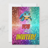 Turtle aangepaste karakter verjaardag uitnodiging (Achterkant)