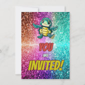 Turtle aangepaste karakter verjaardag uitnodiging (Achterkant)