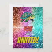 Turtle aangepaste karakter verjaardag uitnodiging (Achterkant)