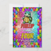 Turtle aangepaste karakter verjaardag uitnodiging (Voorkant)