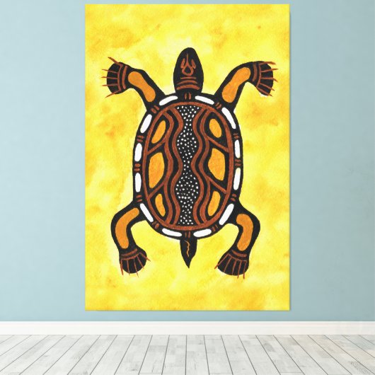 Turtle - Aboriginal Inspired Art Painting Canvas Afdruk (Insitu (Houten vloer))
