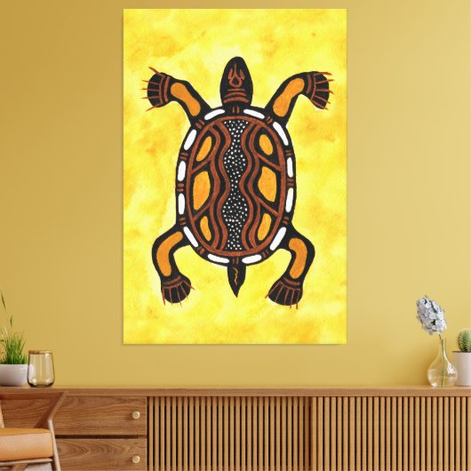 Turtle - Aboriginal Inspired Art Painting Canvas Afdruk (Insitu (Woonkamer))