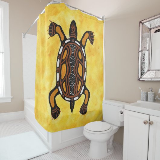 Turtle - Aboriginal Inspired Art Painting Douchegordijn (In situ)