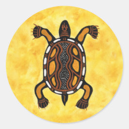 Turtle - Aboriginal Inspired Art Painting Ronde Sticker