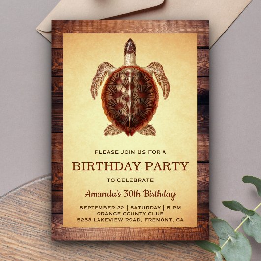 Turtle Adult Verjaardagsfeestuitnodiging Kaart